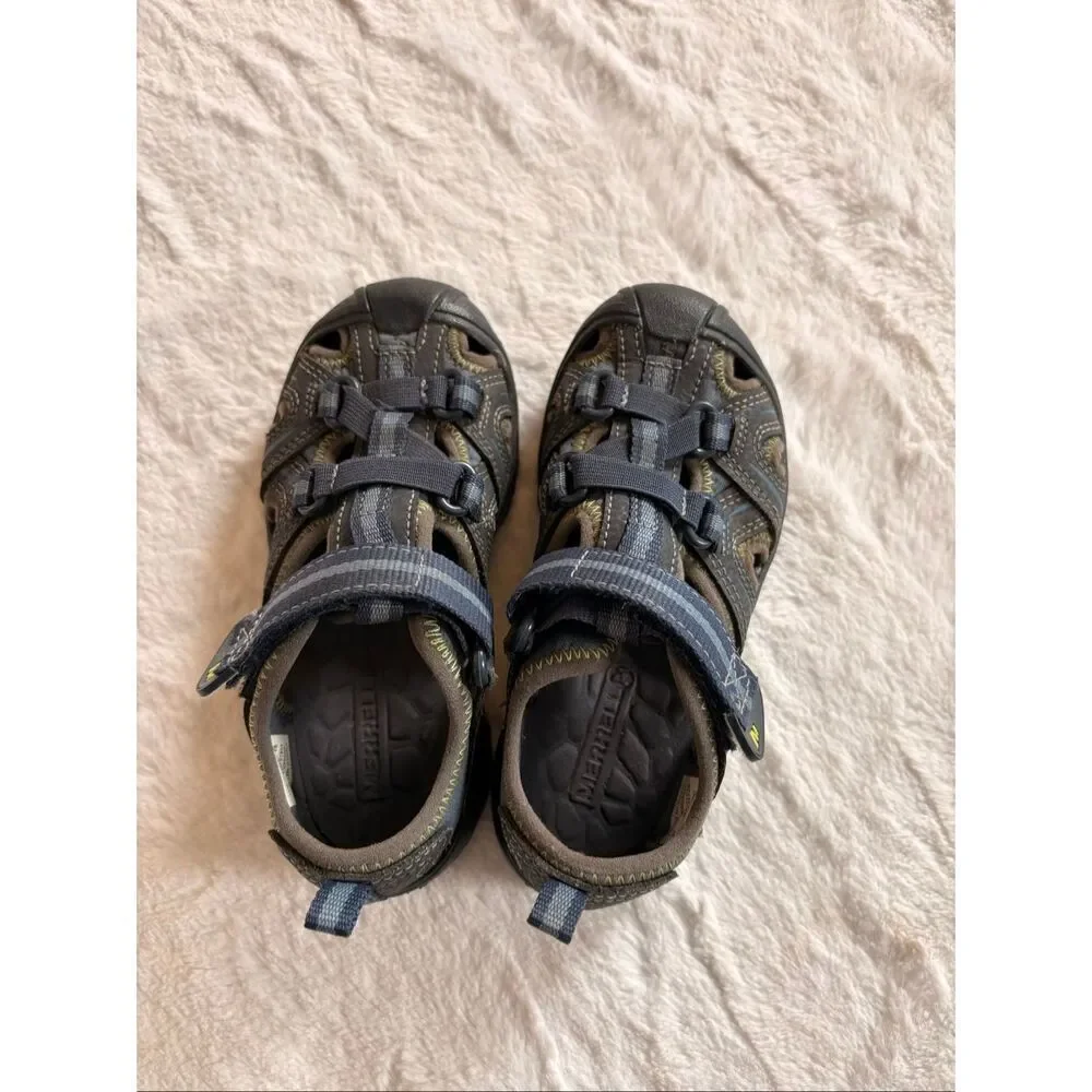 Merrell Boys Sandals Size 10 – Closed Toe Leather Hiking Water Shoes, Adjustable